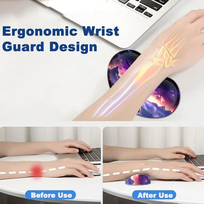 Large Mouse Pad + Keyboard Wrist Rest Set, Extended Gaming Mousepad (31.5X11.8 inch) with Non-Slip Rubber, Ergonomics Memory Foam Mouse Wrist Rest Support, Cute Baby Dragon Pattern XXL Desk Pad - color: Yu-Mouse Pad-3-B49