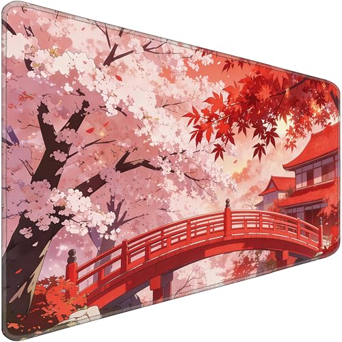 Large Mouse Pad 31.5x15.7 Inch - Starter Desk Mat for Office and Gaming, Non Slip Rubber Bottom, Stitched Edges, Easy Clean, Maple Leaf - color: Maple Leaf, size: 31.5" x 15.7"