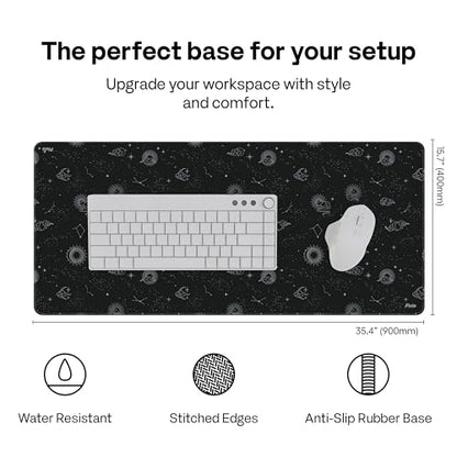 Pixio Mouse Pads - 36 x 16 inch XXL Celestial Black Multifunctional Large Desk Mats for Gaming, Office, Desktop Anti-Slip Waterproof Washable Computer Mouse Mat - color: Black Celestial