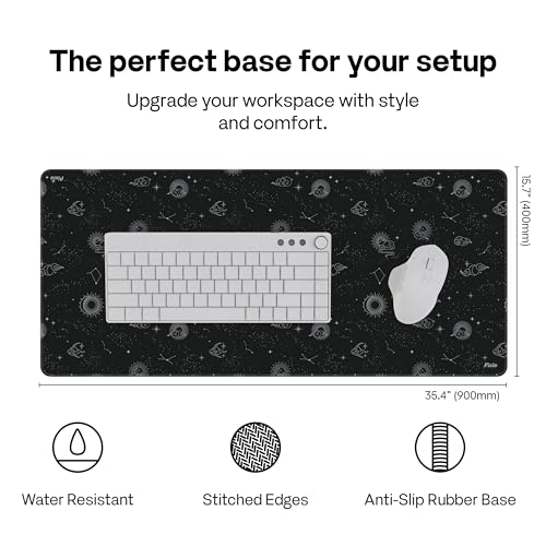 Pixio Mouse Pads - 36 x 16 inch XXL Celestial Black Multifunctional Large Desk Mats for Gaming, Office, Desktop Anti-Slip Waterproof Washable Computer Mouse Mat - color: Black Celestial