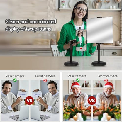 WICBRO Desktop Phone Rear Camera Selfie Stand Set, Under The Premise of Ensuring That The Phone Screen can be Seen, Use Rear Camera to Record The Front,Perfect for Selfie & TikTok & Live Streaming