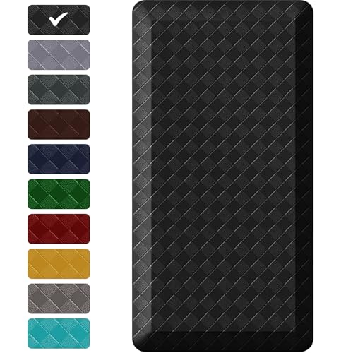 StepRite 1” Thick Kitchen Mats for Floor, Anti Fatigue Kitchen Rugs, Non-Slip,Heavy Duty Water Resistant Kitchen Rug, Standing Desk Mat for Friends, Family, Home, Kitchen, Office(39" x 20",Black) - color: Black, size: 39"L x 20"W x 1"Th