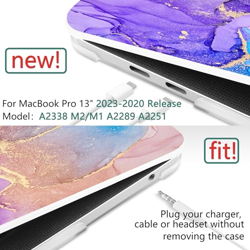 DONGKE Compatible with MacBook Pro 13 inch Case 2024 2023-2020 Release A2338 M2/M1 A2251 A2289 with Retina Display & Touch ID, Plastic Hard Shell & Keyboard Cover & Screen Film - Fluid Art X255 - color: Fluid Art X255