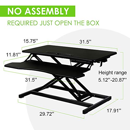 Standing Desk Converter 32 Inch - Height Adjustable Desk Riser with Keyboard Tray, Wide Sit Stand Workstation for 2 Monitors for Office & Home, Black