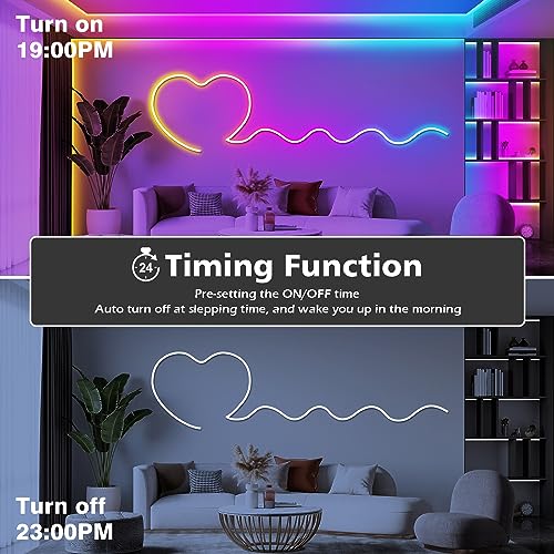 AILBTON 32.8Ft Neon Rope Lights,Flexible Led Rope Lights Control with App/Remote,Multiple Modes Music Sync Gaming RGB Led Neon Lights for Bedroom Outdoor - size: 32.8FT