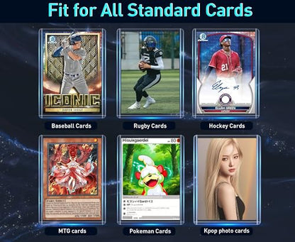 200 Card Sleeves - 3"x4" Hard Plastic Top Loaders for Cards - Trading Card Sleeve & Baseball Card Holder - Premium Topload Ablum Photocard Holder for Sports, Game & Kpop Cards (100Soft+100Hard) | Fit 2.5" x 3.5" Standard Cards, HD, Anti-Scratch for Collec