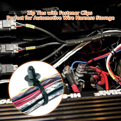 Fir Tree Push Mount Zip Ties 8 Inch Threaded Automotive Fuel Line Cable Ties Nylon Wire Holder 8.3"x0.22" 50Pcs - size: 8.3"x0.22"