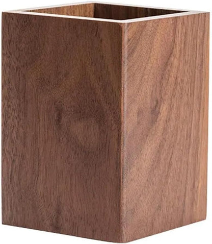 Wooden Pen Holder for Desk, Multi-Functional Pen Cup Pencil Holder for Office School Supplies Storage, Black Walnut Desk Organizer and Accessories（Prismatic） - style: Prismatic