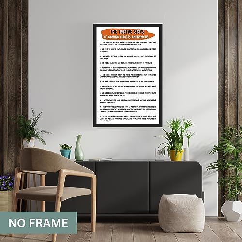 The 12 Steps of of GAA Gaming Addicts Anonymous Poster for Addiction Recovery - Twelve StepsGaming Addicts Anonymous Quotes Print - Addiction Therapy & Recovery - 11x17 in. LAMINATED - No Frame