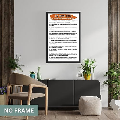 The 12 Steps of of GAA Gaming Addicts Anonymous Poster for Addiction Recovery - Twelve StepsGaming Addicts Anonymous Quotes Print - Addiction Therapy & Recovery - 11x17 in. LAMINATED - No Frame