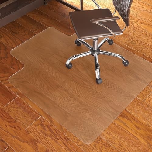 Staples Office Chair Mat, Clear Floor Mats with Lip, Hard Floors, Textured Underside, Extended Under-Desk Coverage, 48 x 36 Inch, Smooth Glide - size: 36" x 48", style: Hard Floor