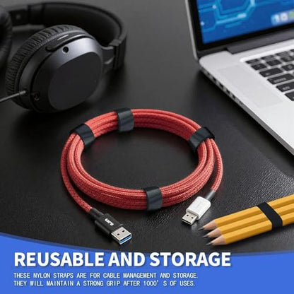 1In x 100Ft Reusable Cable Ties Hook and Loop Roll | Tie Down Straps, Nylon Double-Sided Strips, | Adjustable Multi-Purpose Wrap Fasteners forOffice, Home, Data Center - size: 1Inx100Ft
