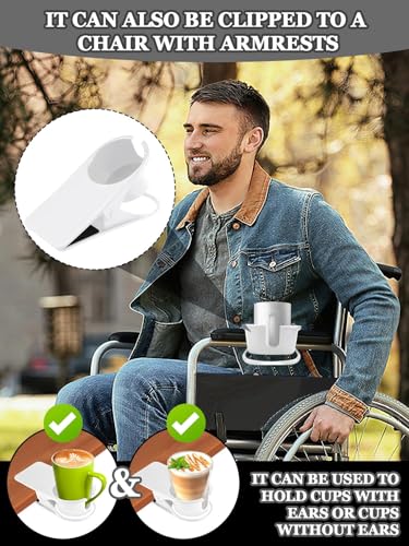 3PCS Drinking Cup Holder Clip Kalolary Chair Desk Bottle Cup Stand DIY Glass Clamp Storage Saucer Clip with Groove for Potted Plant Beverage Coffee Mug Holder Clip for Home & Office (White) - color: 3PCS White