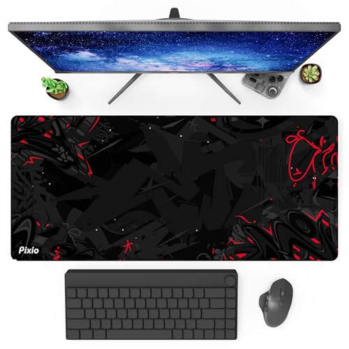 Pixio Mouse Pads - 36 x 16 inch XXL Urban Doodle Black Multifunctional Large Desk Mats for Gaming, Office, Desktop Anti-Slip Waterproof Washable Computer Mouse Mat - color: Black Urban Doodle