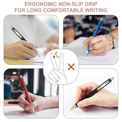 Linbsunne Ballpoint Pens Medium Point 1mm Pen with Super Soft Grip Ball Point Pen for Men Women Retractable Pens (Blue Ink+Black Ink+Red Ink) - color: 4 Blue Ink+4 Black Ink+4 Red Ink