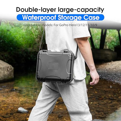 Organizer Hard Case For Gopro Hero 13/12/11/10/9/8 Creator Edition Odorless Compatible with Media Mod/Volta/Chest Mount/ Accessories Waterproof Travel Storage Carrying Case 12.4*4.7*10.4inch