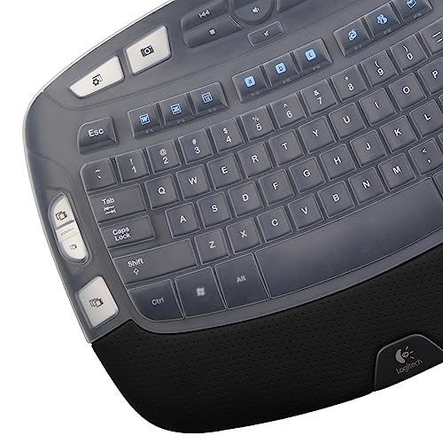 MUBUY Keyboard Cover for Logitech K350 Wireless Wave Keyboard & MK570 MK550 Wireless Wave, & K350 MK550 MK570 Keyboard Accessories Protective Skin-Clear - color: Clear