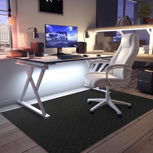 Office Chair Mat for Hard Floor, 63"x51" Large Computer Chair Mat, Multi-Purpose Desk Floor Protector for Work, Home, Gaming - color: Black, size: 63x51 inches
