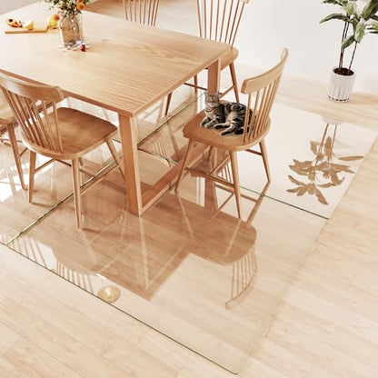 Tempered Glass Chair Mat 60"x48" – Ultra-Clear Office Chair Mat for Hardwood Floors & Low-Pile Carpets – Heavy-Duty 0.2" Scratch-Resistant Surface with Non-Slip Pads – Supports 1,000 lbs - size: 60"x48"