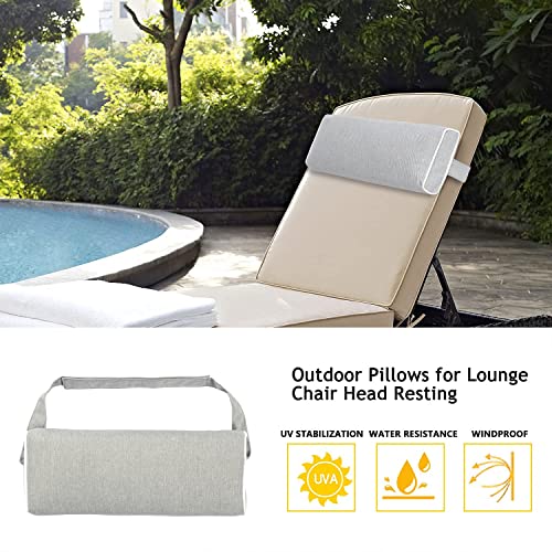 Enipate Outdoor Chaise Lounge Head Pillow, Pack of 2 Water Resistant Headrest Pillows with Elastic Band for Pool Patio Chairs - color: Grey
