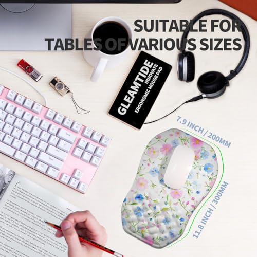 Ergonomic Raised Mouse Pad Wrist Support with Bilateral Slope Memory Foam Mousepad for Wrist Rest and Carpal Tunnel Pain Relief 11.8x7.9〃 Little Flower - color: Little Flower