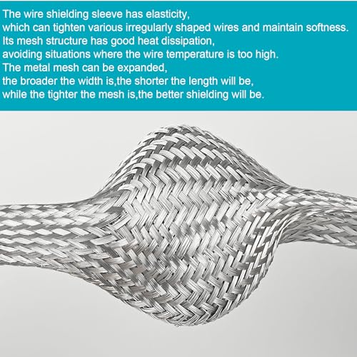 Tinned Copper Braided Cable Shielding Sleeve Metal Wire Loom Sheathing EMI RFI ESD Protector Grounding Mesh Flat Tubular Expandable 1/2" W(0.32" ID)-9FT - size: 1/2"W(0.32"ID)-9FT