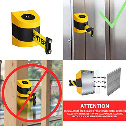 Crowd Control Warehouse - CCW Series WMB-220 Magnetic Wall Mount Retractable Belt Barrier - 15 Foot, Red with"Danger - Keep Out" White Letters Belt with Black ABS Case - color: DANGER - KEEP OUT, size: 15 foot belt