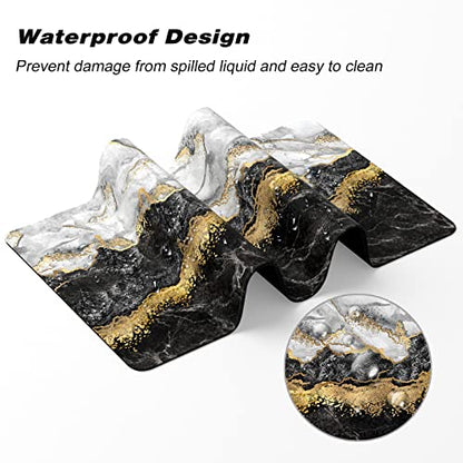 Extended Gaming Mouse Pad, XXL Large Mouse Mat 30 x 14 Inch, Big Computer Keyboard Mousepad, Waterproof Desk Pad with Stitched Edges and Non-Slip Base for Office Gaming, Black Cracked Marble - color: Black Cracked Marble