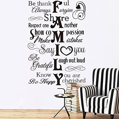 Runtoo Family Saying Wall Art Stickers Inspirational Quotes Wall Decals Living Room Bedroom Home Decor - color: Black Family Quotes