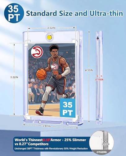 50ct Magnetic Card Holders: 35pt One Touch Card Holder for Trading Cards, U-V Protection Hard Cards Sleeves Case for Sports Game, Football, Baseball - size: 50 Pack