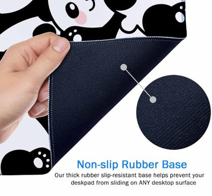 Gaming Mouse Pad Large, Keyboard Mouse Mat Desk Pad, Non-Slip Rubber Base with Stitched Edges Mousepad, 31.5X11.8 inch Cute Panda - color: Cute Panda, size: 31.5L x 11.8W inches