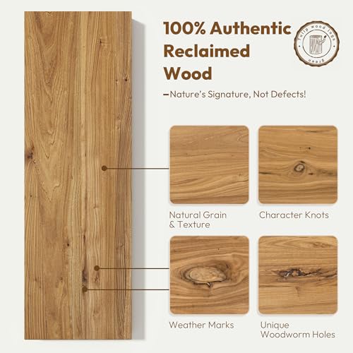 Flat Edge Elm Wood Floating Shelf with Invisible Bracket 24”Natural - color: Natural, size: 24”,set of 2