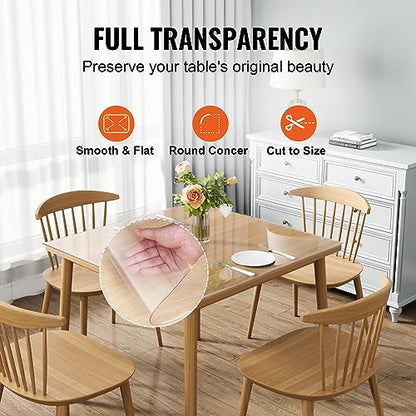 VEVOR Clear PVC Square Tablecloth, 12" x 12", 1.5mm Thick, Waterproof, Stain Resistant, Durable, Desk, Coffee Table, Dining Room Table - size: 12" x 12" (Square)