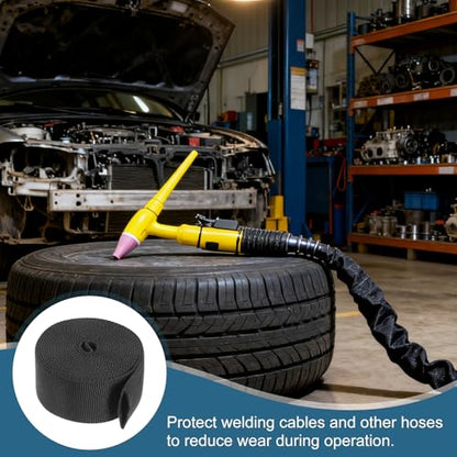 HARFINGTON Nylon Protective Hose Sleeve 0.9" ID 10FT Cable Cover Sheath Hydraulic Hose Protector Wrap for Welding Cord Tig Torch Hydraulic, Black - size: 0.9" ID 10FT