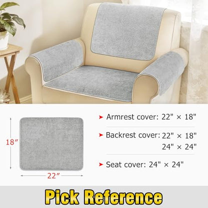 Couch Arm Covers, Sofa Arm Covers, Waterproof Armrest Cover for Sofa, Loveseat, Armchair, Anti-Slip Recliner Arm Cover, Headrest Cover, Arm Chair Covers Set of 2 (Light Gray, 22"×18") - color: Light Gray, size: 22" x 18" - 2 pcs