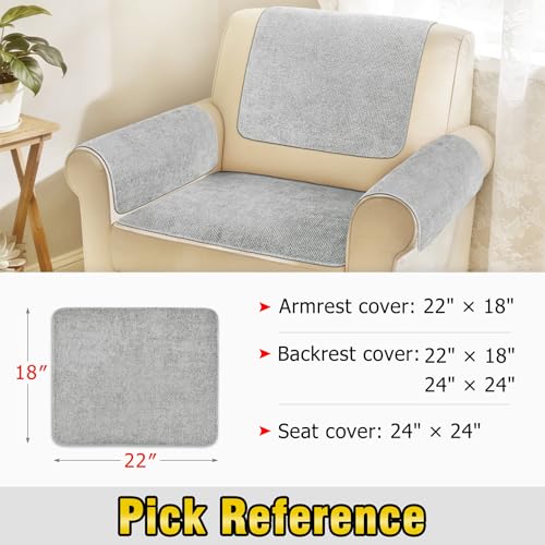 Couch Arm Covers, Sofa Arm Covers, Waterproof Armrest Cover for Sofa, Loveseat, Armchair, Anti-Slip Recliner Arm Cover, Headrest Cover, Arm Chair Covers Set of 2 (Light Gray, 22"×18") - color: Light Gray, size: 22" x 18" - 2 pcs