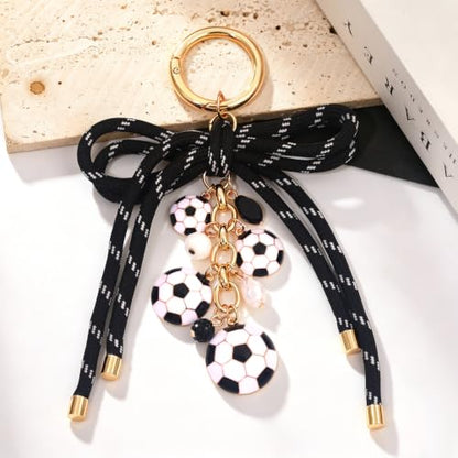 PHALIN Football Baseball Basketball Golf Bag Charms Keychain for Women Men Bow Purse Charm Sport Mom Gifts - style: Soccer-5