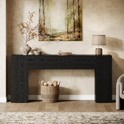 Tribesigns 71-Inch Long Console Table for Entryway, Farmhouse Sofa Console Behind Couch, Entry Table for Hallway, Foyer, Living Room, Black - color: Black