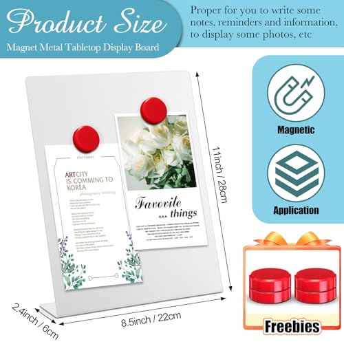 Fainne 2 Pcs Magnetic Board Stand Metal Magnet Bulletin Board Magnet Display with Easel for Tabletop for Back to School Memo Menu Table Office Kitchen Supplies (White,11 x 8.5 Inches) - color: White, size: 11 x 8.5 Inches