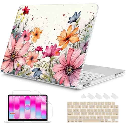 Mektron Case for 2026 MacBook Neo 13-inch A18 Pro chip A3404 Laptop Cover with 13-inch (Diagonal) Liquid Retina Display+ Keyboard Cover+ Screen Protector, Colorful Floral - color: Colorful Floral