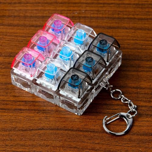 Keyboard Fidget Toy, Keyboard Keychain Fidget Toys, 9-in-1 Clicker Fidget Toy, Stress Relief Desk Decompression Button, Anxiety Relief Valentine's Day Gifts (3 Color-Clear Black Pink) - color: 3 Color-clear Black Pink