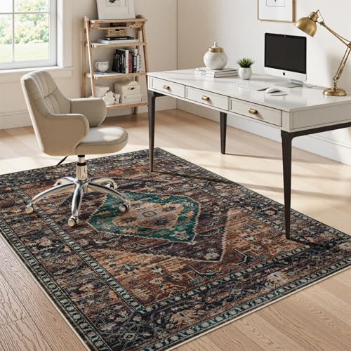 Anidaroel 5x7 Home Office Chair Mat for Hardwood Floor, Ant-Slip Computer Chair Mats for Rolling Chair, Office Floor Mat, Non Curling Chair Mats, Dull Brown - color: Dull Brown, size: 5'x7'