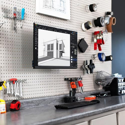 VIVO Articulating Single Monitor Pegboard Mount with Arm, Fits Screens up to 32 inches and Peg Boards up to 0.25 inches Thick with 1 inch Hole Spacing, Black, MOUNT-PB2A - size: up to 32" screens, style: Extended