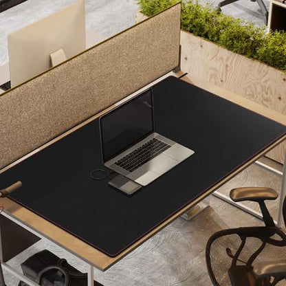 ZORESYN Leather Desk pad (47.24" x 31.50") - pu Leather Desk mat with Suede Base - Large Gaming Mouse pad Waterproof Table Mat Desktop Writing Pad Mouse Mat (Black) - color: Black, size: 47.2L x 31.5W inches