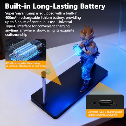 Doku Lamp Magnetic Super Saiyan lamp with LED Lighting Effect, Rechargeable, Dimmable Touch Control, As Gifts, Anime Desk lamp, Room Decoration and Anime Fan Collection