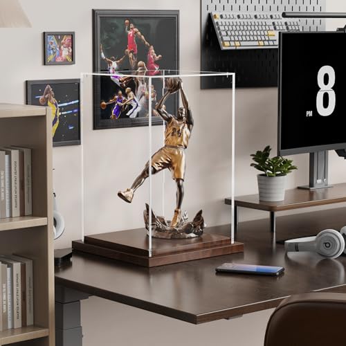 VGMiu Display Cases for Collectibles with Wood Base, Clear Acrylic Display Case Box Showcase for Collectibles, Memorabilia Displays Case for Action Figures Doll Toys - size: Collectibles Case