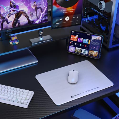 ATTACK SHARK CM05SE Glass Gaming Mouse Pad for FPS & Esports, Nano-Etched Tempered Glass Surface,Ultra-Smooth Low Friction Hard Mousepad,Waterproof Large Desk Mouse Mat for PC Setup,White - color: White