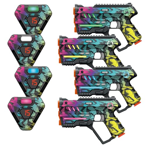 Laser Tag Set of 4, Lazer Tag Game for Kids Indoor & Outdoor Play, Gift Ideas for Kids Teens and Adults, Cool Toys for Teenage Ages 8 9 10 11 12+Year Old Boy & Girls - color: Bright Camo - 4 Pack