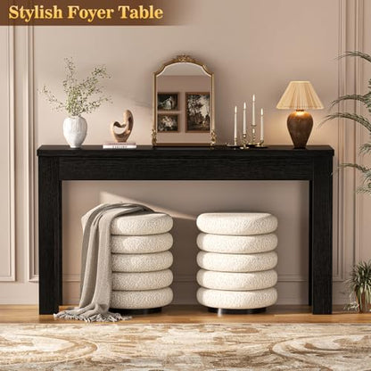 Armocity Console Table, 47" Farmhouse Wood Entryway Table, Sofa Tables Narrow Long Behind Couch, Entry Table for Entrance, Hallway, Living Room, Embossed Black - color: Embossed Black, size: 47"