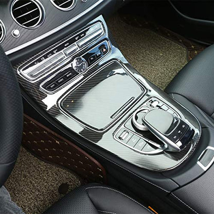 Center Console Gear Box Panel Cover ABS Carbon Fiber Style Compatible with Mercedes Benz E-Class W213 2016-2018